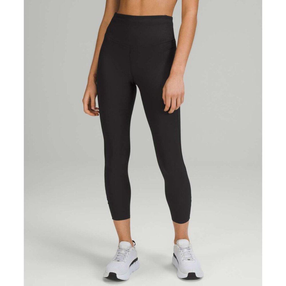 Lululemon Base Pace High-Rise Black Ribbed Nulux Athletic Tights Leggings Sz 4 - Picture 3 of 9